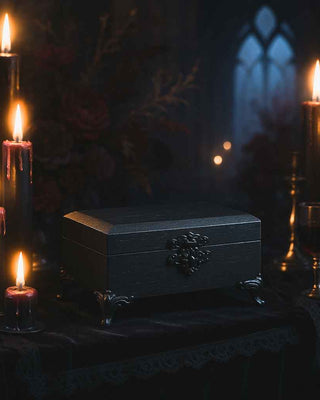 black wood wedding ring box with velvet lining