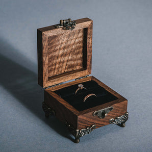 Luxury walnut wood ring box for wedding couple