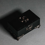 Dramatic black ring box for unique wedding themes