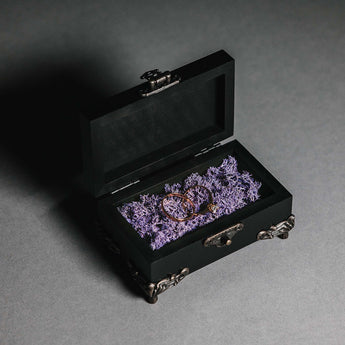 Moody wedding ring box for gothic ceremonies