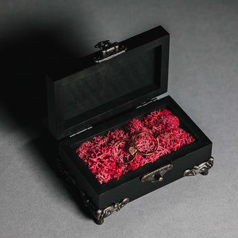 Ceremony ring box for gothic and dark aesthetic weddings