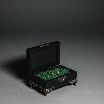 Wooden ring box painted black for gothic wedding decor